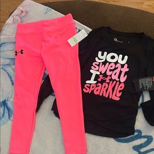 Under Armour Kids Neon Pink Leggings top set